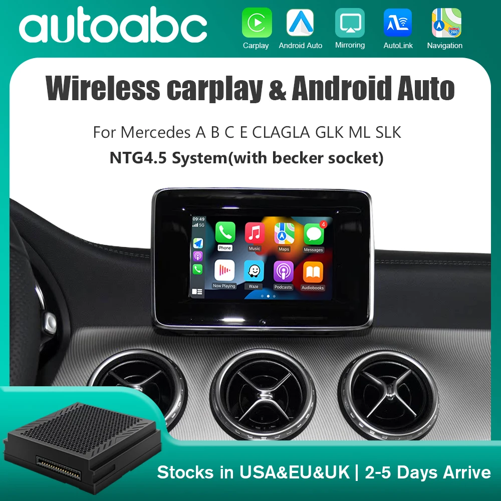 Plug Und Play Drahtlose Carplay Android Auto modul Für Mercedes Benz CLA GLA GLK ML A B C E W204 W246 W176 NTG4.5 Becker Box Image