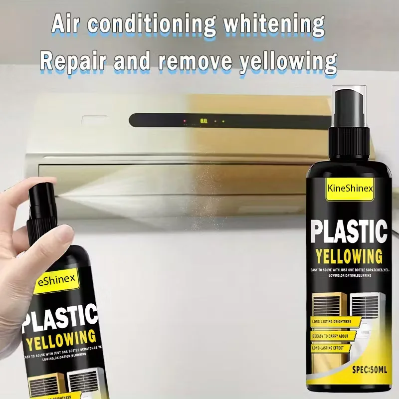 Kunststoffpolitur und Erneuerer – Kunststoff-Erneuerungsspray, universeller Klimaanlagen-Vergilbungsentferner, hocheffizienter Restaurator für Wechselstrom-Einheiten, 50 ml Image