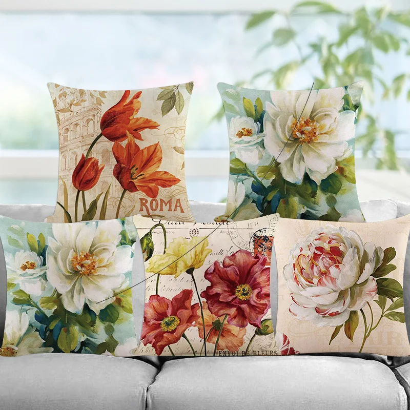 Bunte Blume Kissen Sonnenblume Rose Löwenzahn Dekorative Kissen Dekoration Kissenbezug Für Auto Hause einzigen gedruckt 1PC ( Image