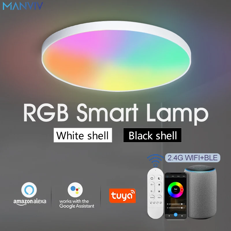 Manviv moderne Decken leuchten RGB Dimmen Home Beleuchtung App Control Link Bluetooth 24W Smart Decken leuchten mit Fernbedienung