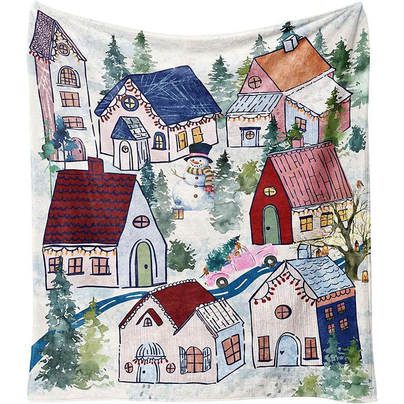 Blanket Fleece Throw Blanket for Couch Snowman Novelty Funny Cute 3D Sofa Bed Decorative Warm Blanket Movie Home Decor
