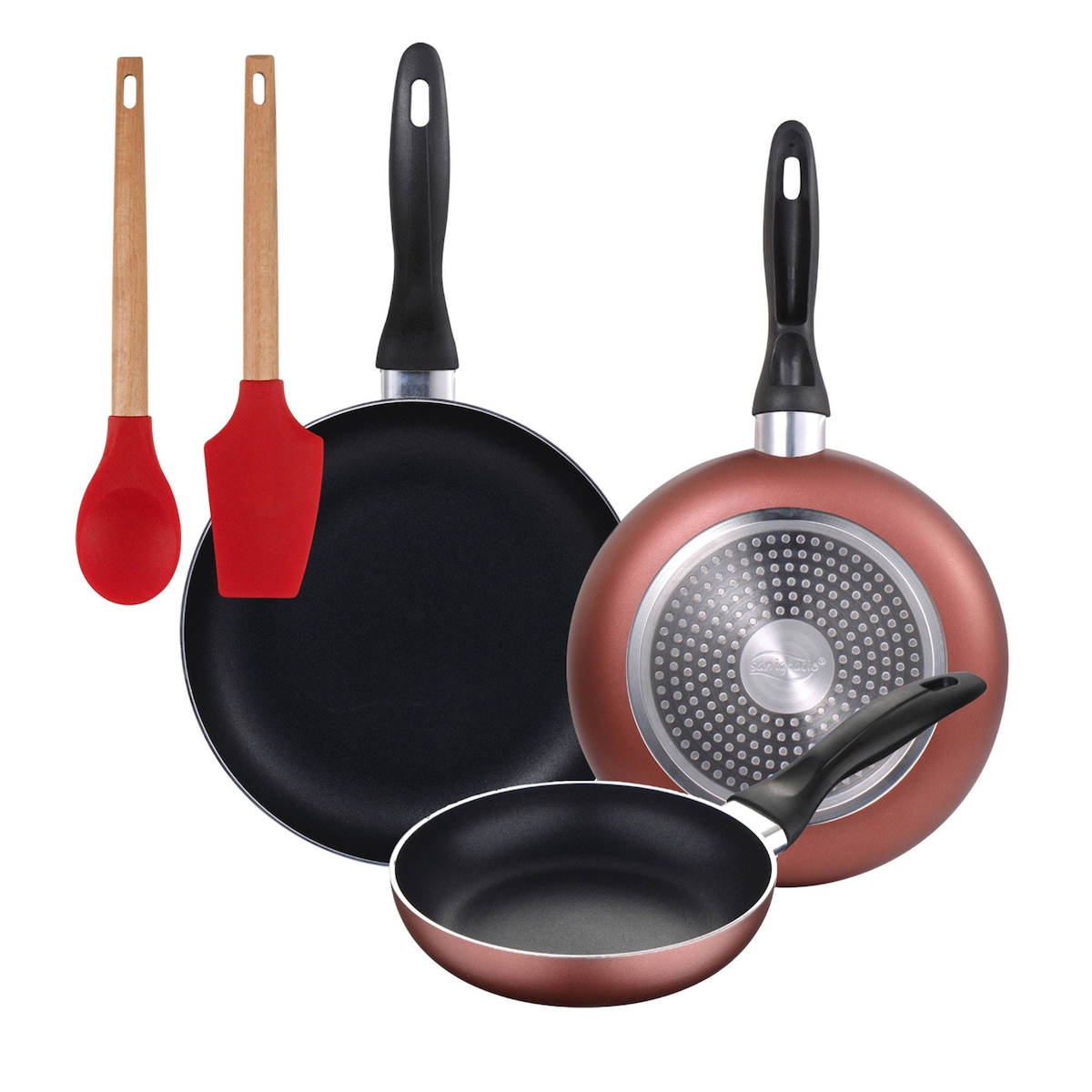 BERGNER - Set aus 3 Pfannen 16/20/24 cm Induktion gepresstes Aluminium Paradise 2-teiliges Küchenutensilien-Set EXCALIBUR Image