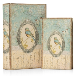 Moritz 2er Set Aufbewahrungsbox Deko Vogel im Spiegel Buch Safe Box Schatulle Buchhülle Geldversteck Image