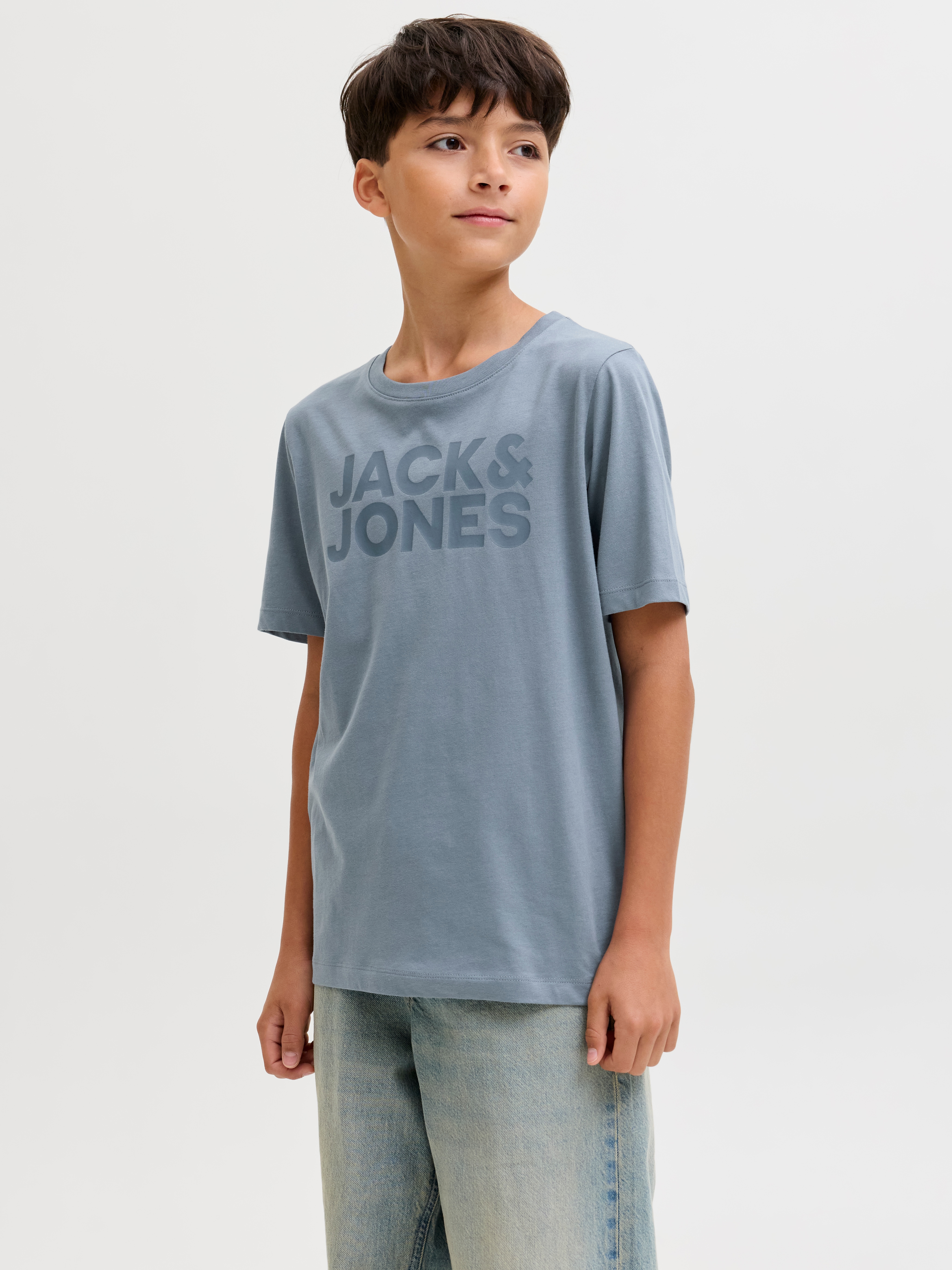 Rundhalsshirt JACK & JONES JUNIOR "JJECORP stylisch, atmungsaktiv, pflegeleicht", Jungen, Gr. 164, blau mirage print:big tonal, Jersey, Obermaterial: 100% Baumwolle, bedruckt, regular fit normal, Rundhals, Shirts Rundhalsshirt, bedruckt, casual,...