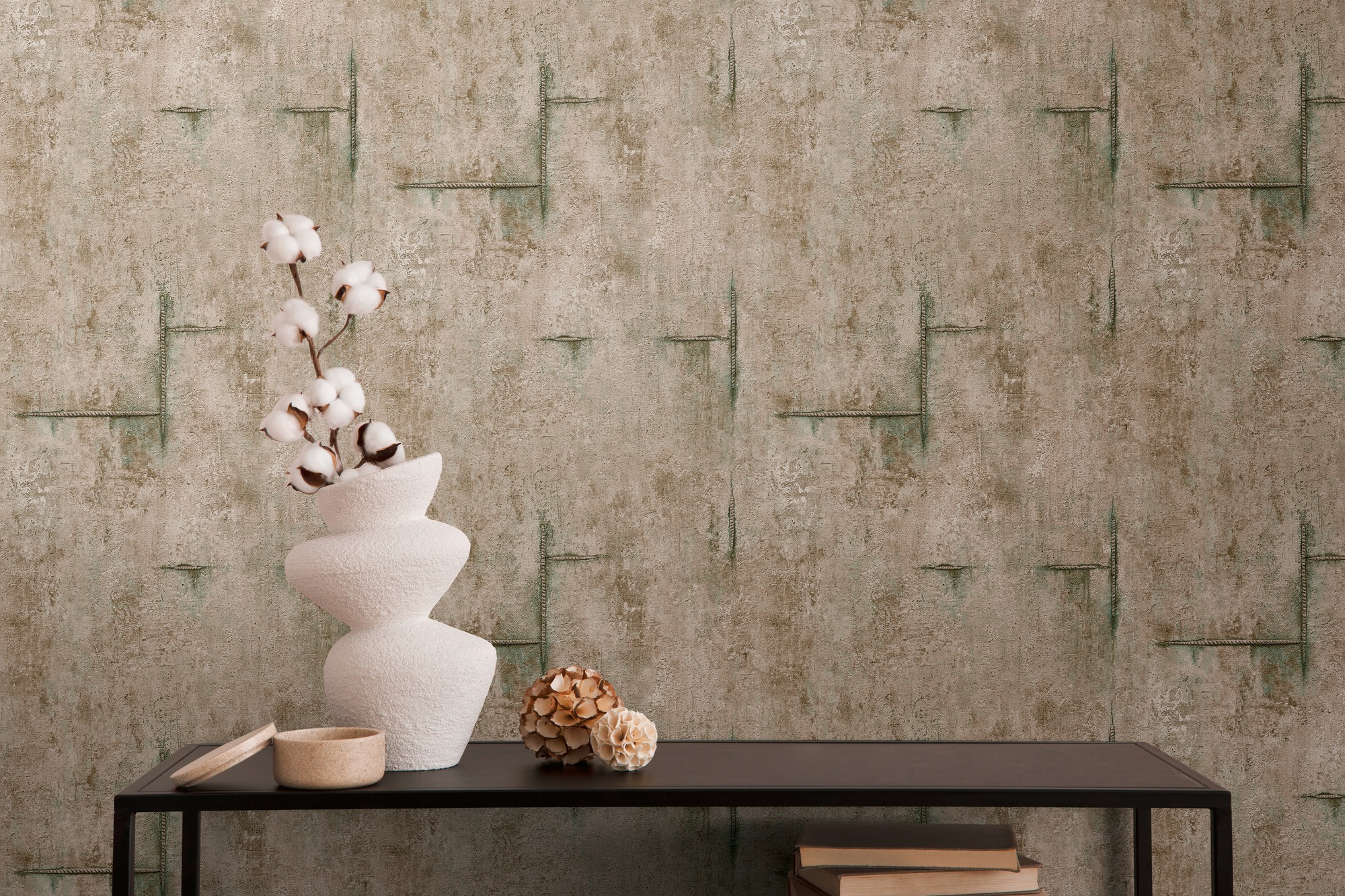 Vliestapete "Graphite Groove-Edge Betonoptiktapete", braun, B:0,53m H:0,02m L:10,05m, Vlies, COSMOLIVING BY COSMOPOLITAN, Tapeten, Betonoptik mit modernem Industrial-Charme