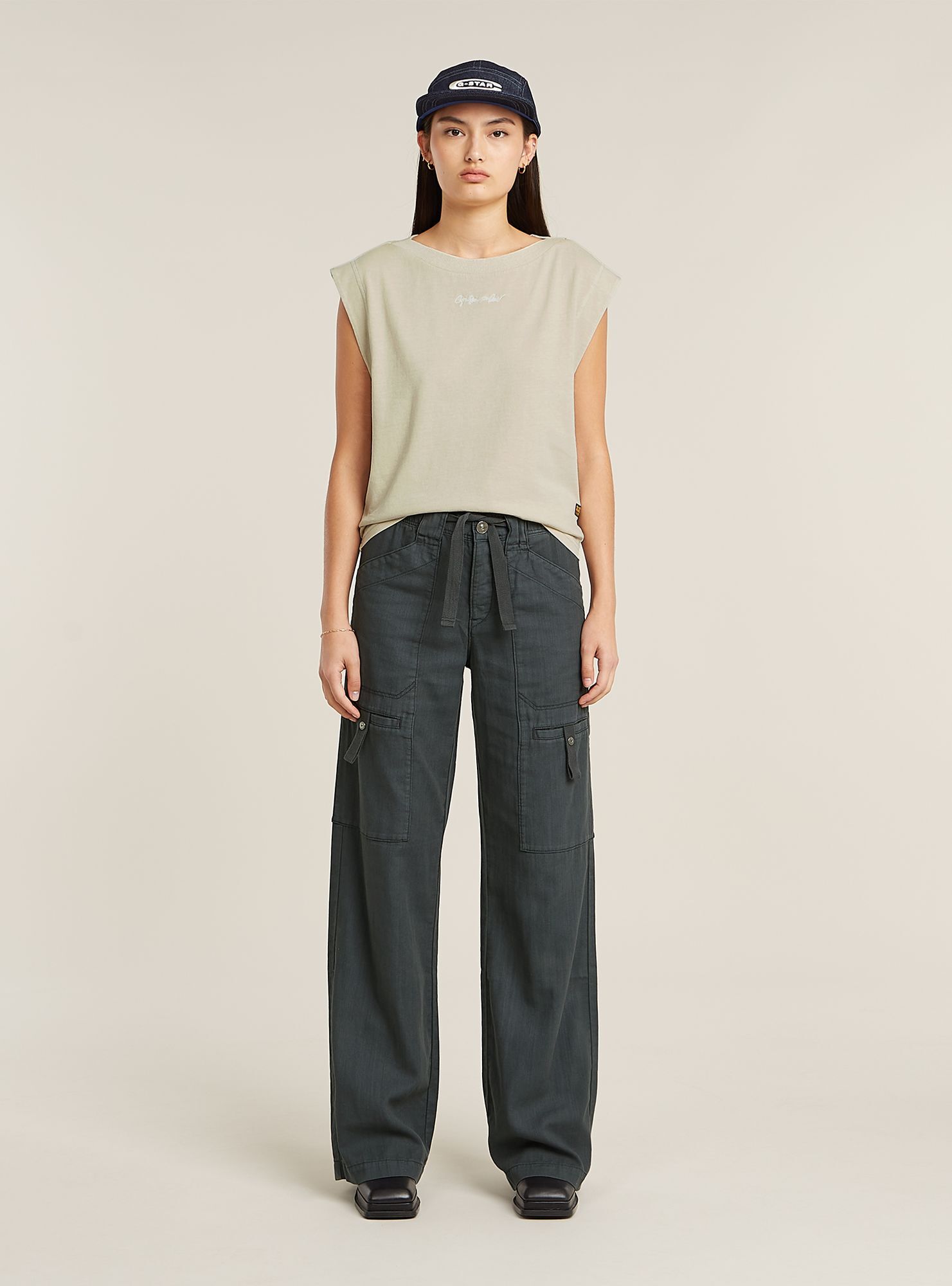 Trainingshose G-STAR "Judee Cargo Trainer", Damen, Gr. 23, Länge 30, petrol gd, Obermaterial: 50% Baumwolle, 50% Baumwolle, Hosen Trainingshose