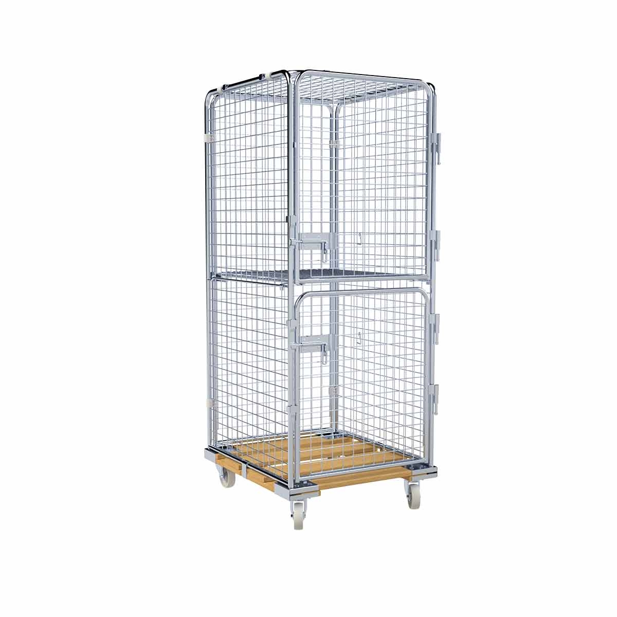 Oswald Transportgeräte Rollbehälter Zwischenboden klappbar, 2 Türen, 5-seitig, Diebstahlschutz, Nutzhöhe 1.585 mm, Rollplatte aus Holz, 724 x 815 x 1.810 mm, 500 kg Image