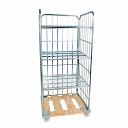 Oswald Transportgeräte Rollregal 3-seitig, 3 Zwischenböden 20° Neigung, Nutzhöhe 1.600 mm, Rollplatte aus Holz, 815 x 724 x 1.790 mm, 500 kg Image
