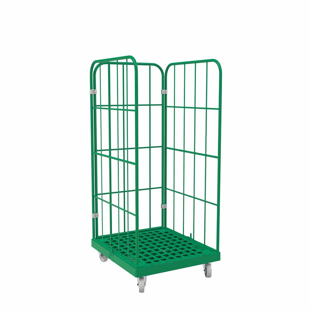 Oswald Transportgeräte Rollbehälter Kunststoff 3-seitig, 724 x 815 x 1.630 mm, 500 kg, Nutzhöhe 1.440 mm, Verkehrsgrün Image