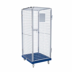 Oswald Transportgeräte Rollbehälter hoch, 5-seitig, Diebstahlschutz, Rollplatte geschlossen aus Kunststoff, 724 x 815 x 1.810 mm, 500 kg, Nutzhöhe 1.585 mm, Hygiene Grau Image