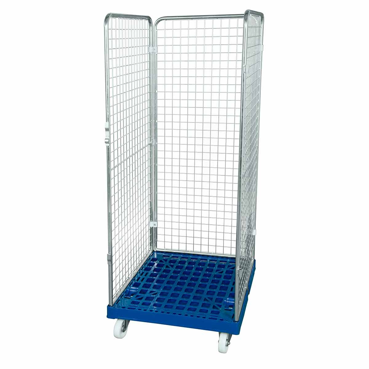 Oswald Transportgeräte Rollbehälter hoch, 3-seitig, Rollplatte aus Kunststoff, 724 x 815 x 1.800 mm, 500 kg, Nutzhöhe 1.610 mm, Kieselgrau Image