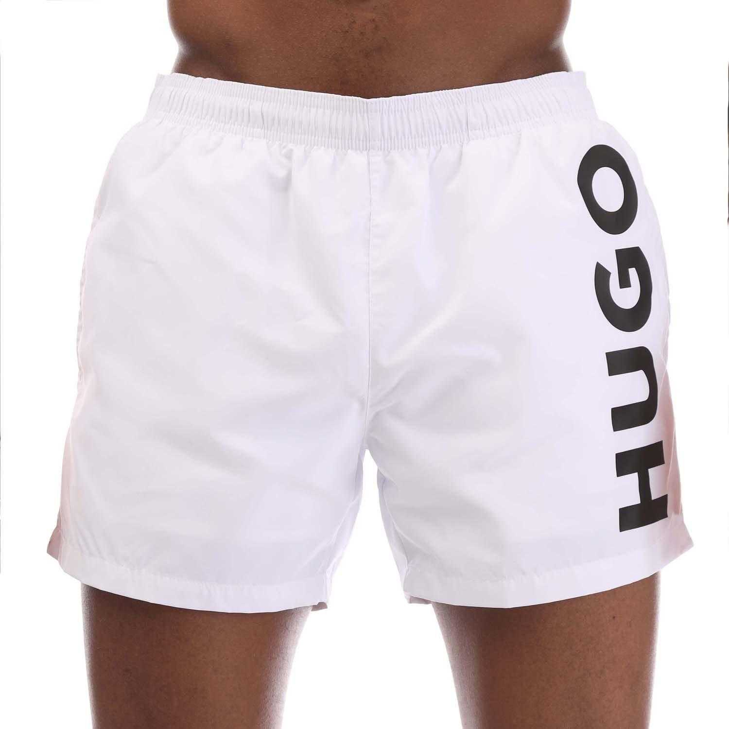 Hugo - "Abas" Badeshorts Logo für Herren (Weiß) Image