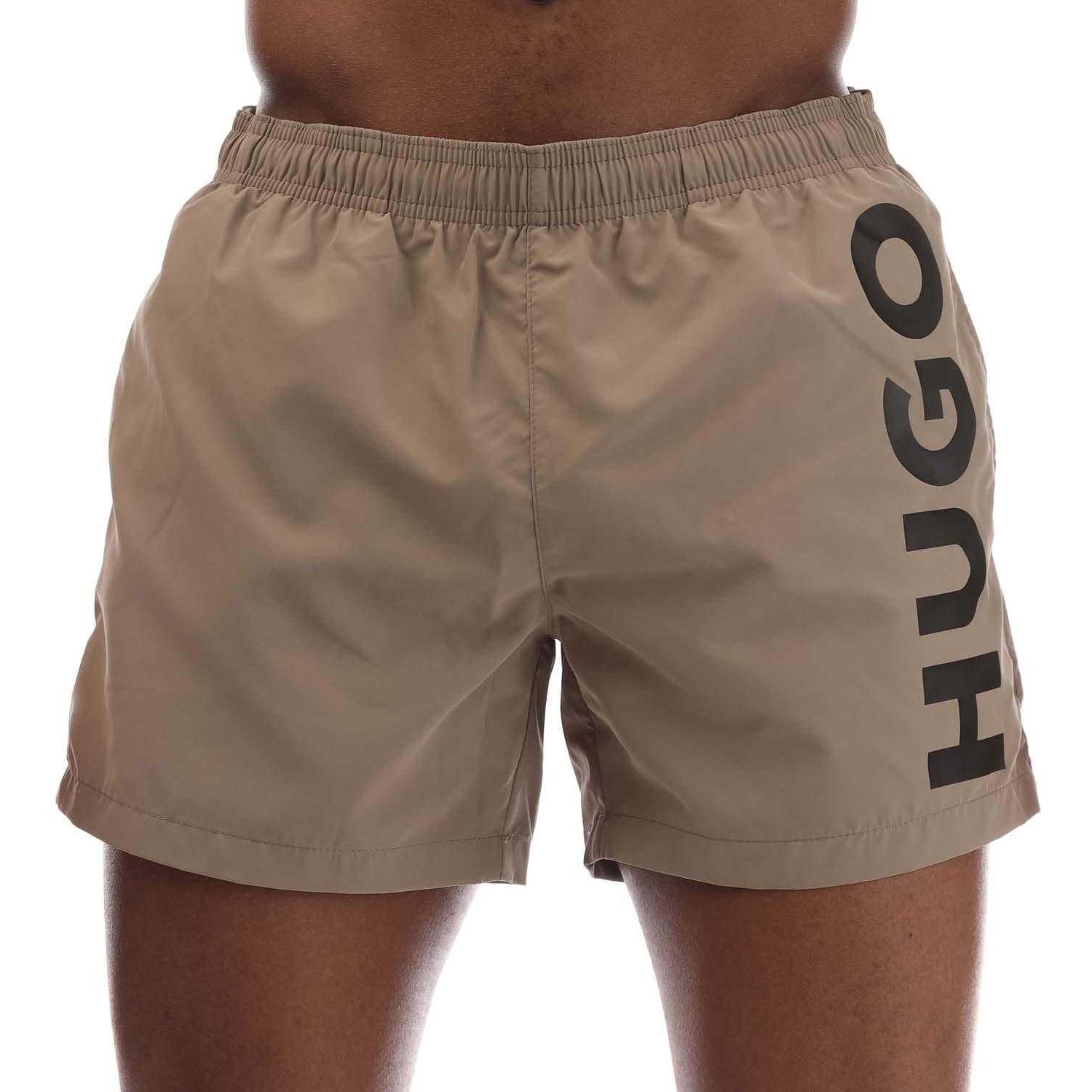 Hugo - "Abas" Badeshorts Logo für Herren (Beige) Image