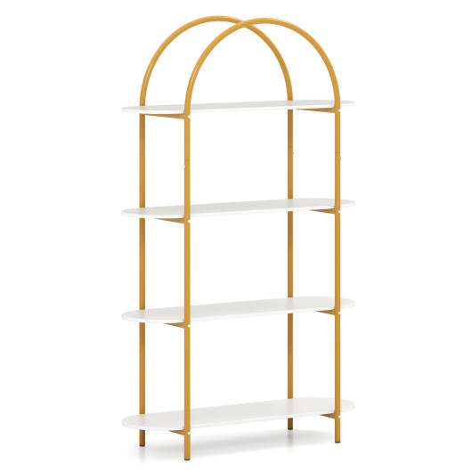 Costway 4-Tier Open Bookcase with Sturdy Metal Frame for Living Room-WH