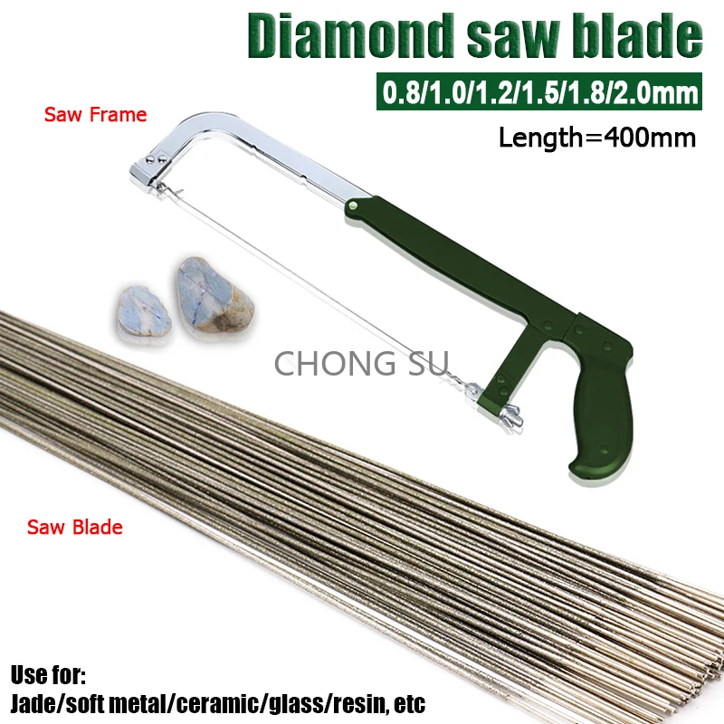 1–50 Stück Diamant-Metalldraht-Sägeblatt, Schneidwerkzeuge für Jade, Bernstein, Metall, Holz, Keramik, 0,8/1,0/1,2/1,5/1,8/2,0 mm, L = 400 mm Image