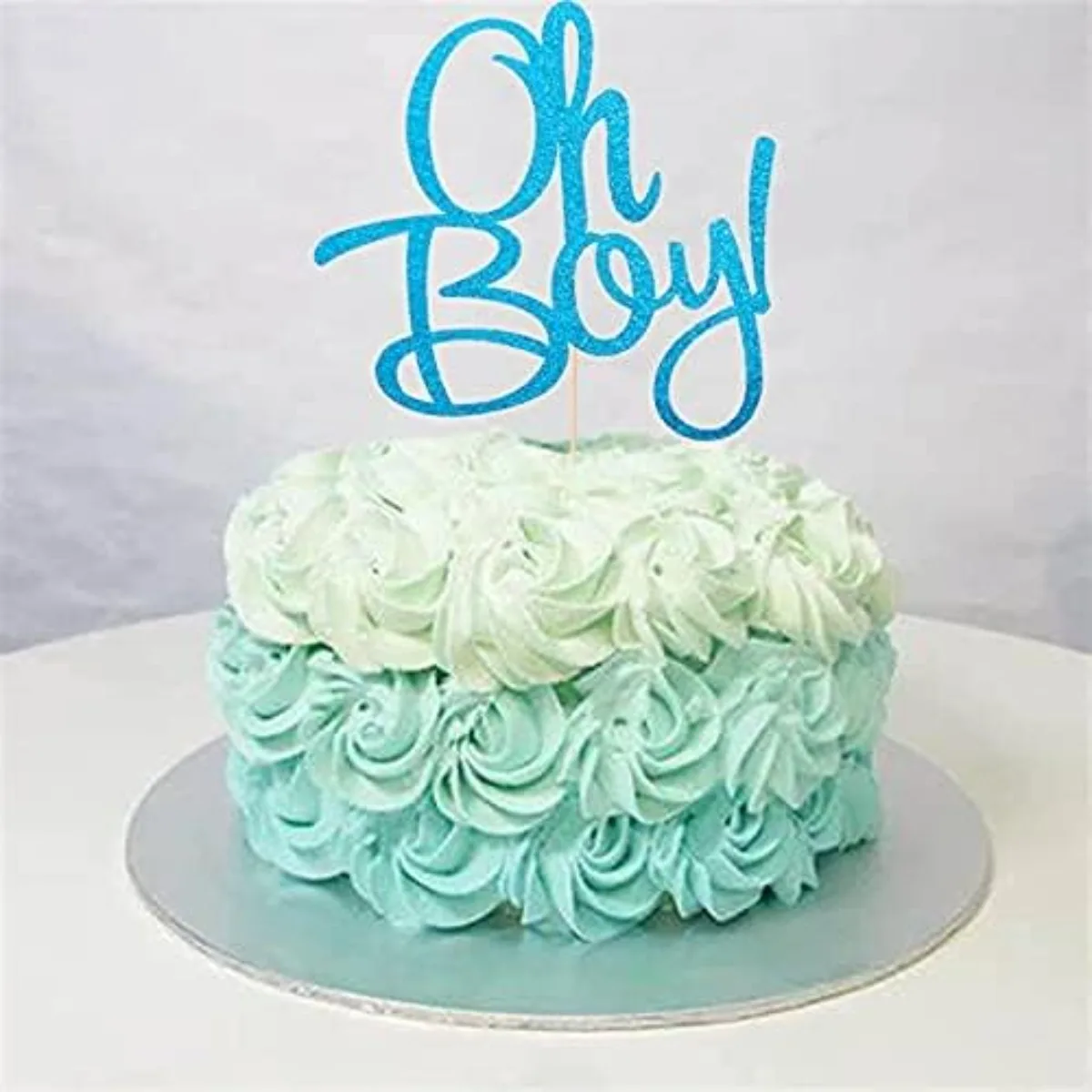1 Packung blauer Oh Boy-Kuchenaufsatz, Babyparty-Kuchenaufsatz für It'a A Boy Baby Boy Baby Shower Cake Party-Dekorationszubehör Image