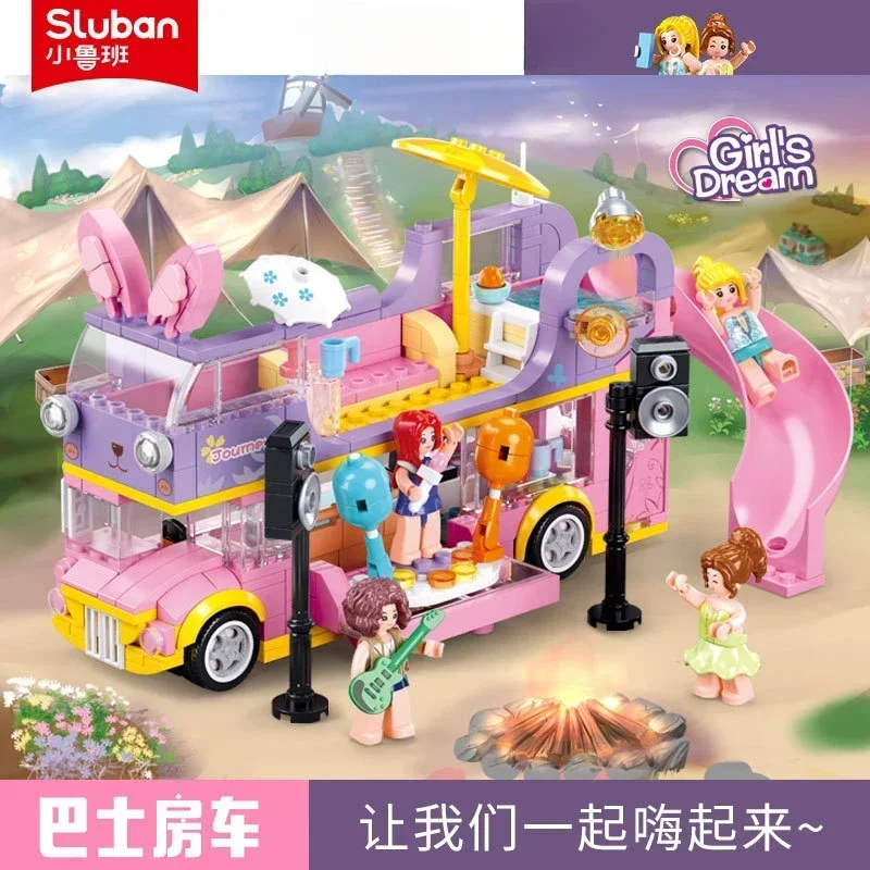 Sluban Bausteine 1165 Kaninchen bus 1166 Urlaub Flugzeug Mädchen Spielzeug Geschenk Image