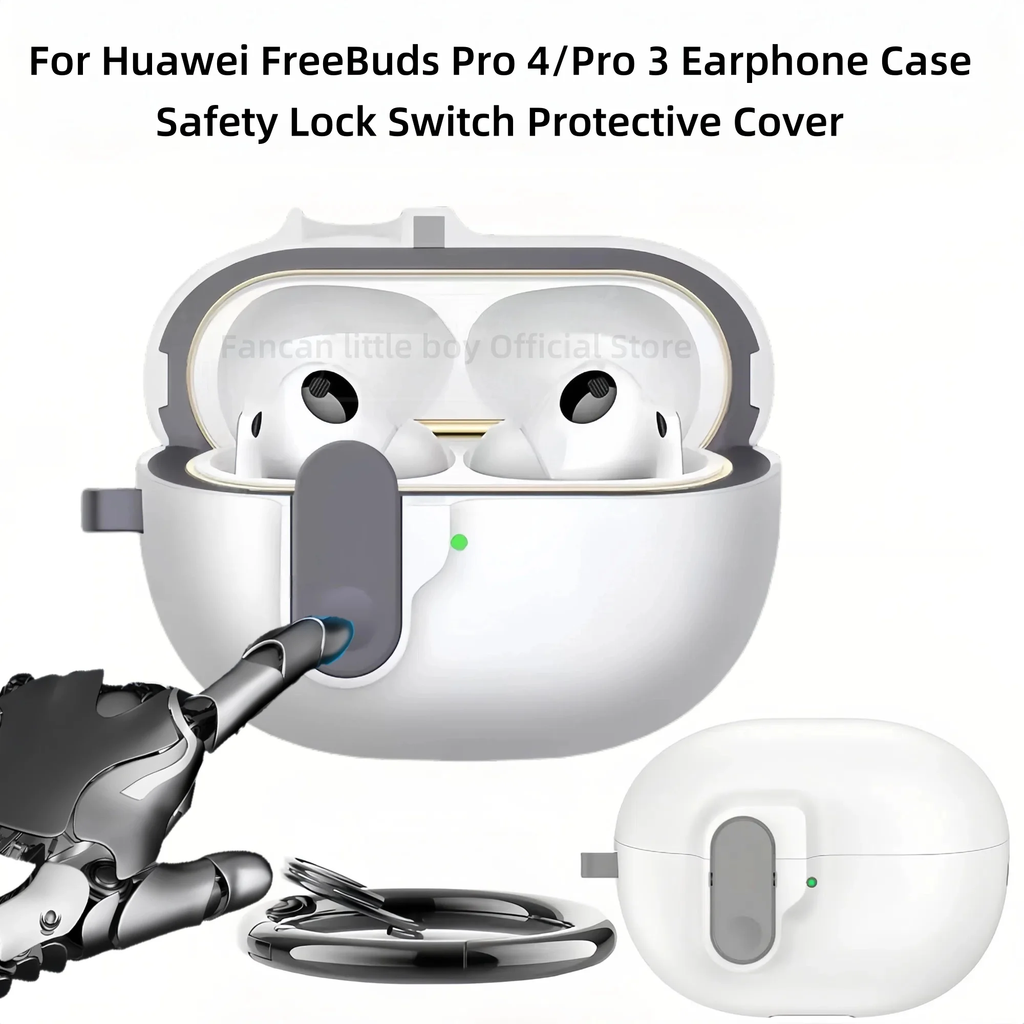 2025 für Huawei FreeBuds Pro 4/Pro3 Kopfhörerhülle, luxuriöse Hülle mit Schlüsselanhänger, stoßfeste Schutzhülle mit Umhängeband (weiß) Image