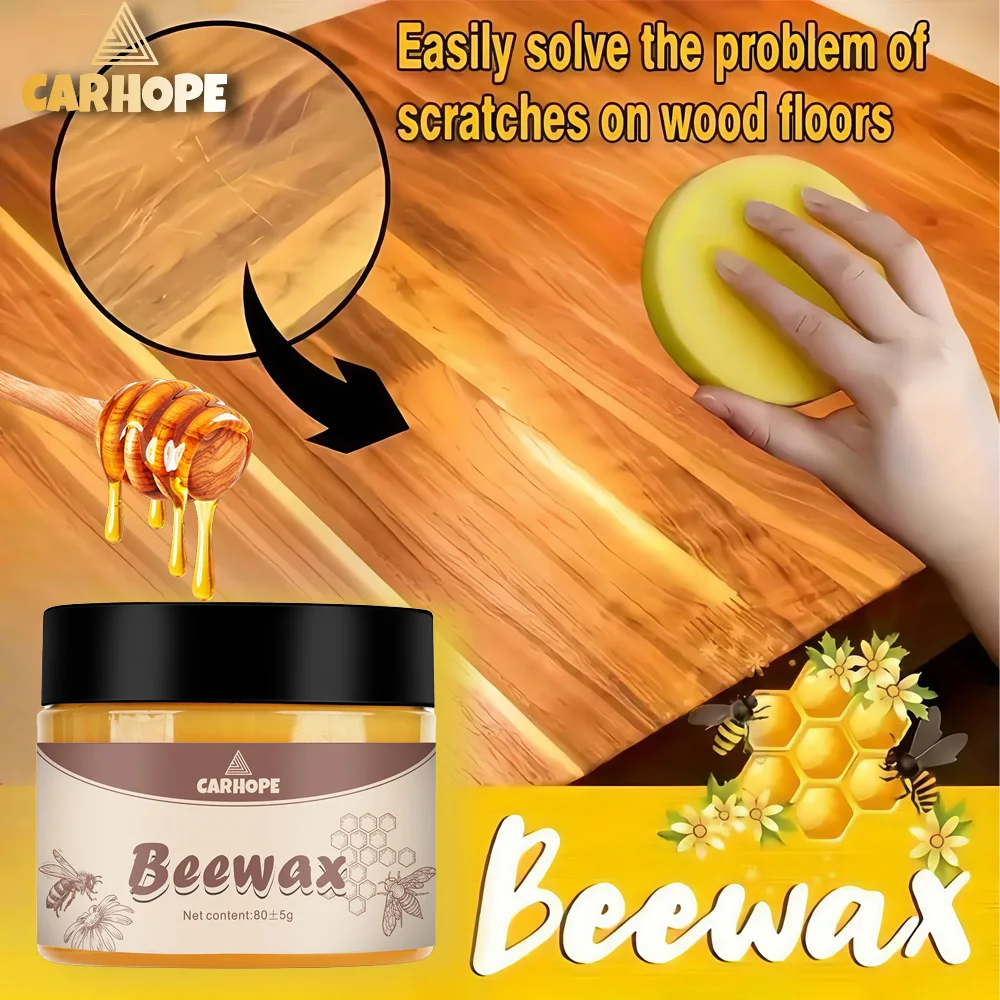 80 g Bienenwachspolitur und Spülung für Holzmöbel – wasserfestes und regenerierendes Wachs, Mehrzweck-Holzmöbelreiniger Image