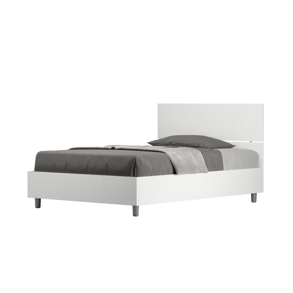 Lit avec sommier 120x190 tête de lit droite effet bois frêne blanc