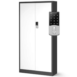 DELUKE Metallschrank abschließbar ODIS - Zahlenschloss, 5 Ebenen | Aktenschrank Büroschrank Stahl Werkstatt Werkzeugschrank, 185x90x40cm Anthrazit-Weiß Image