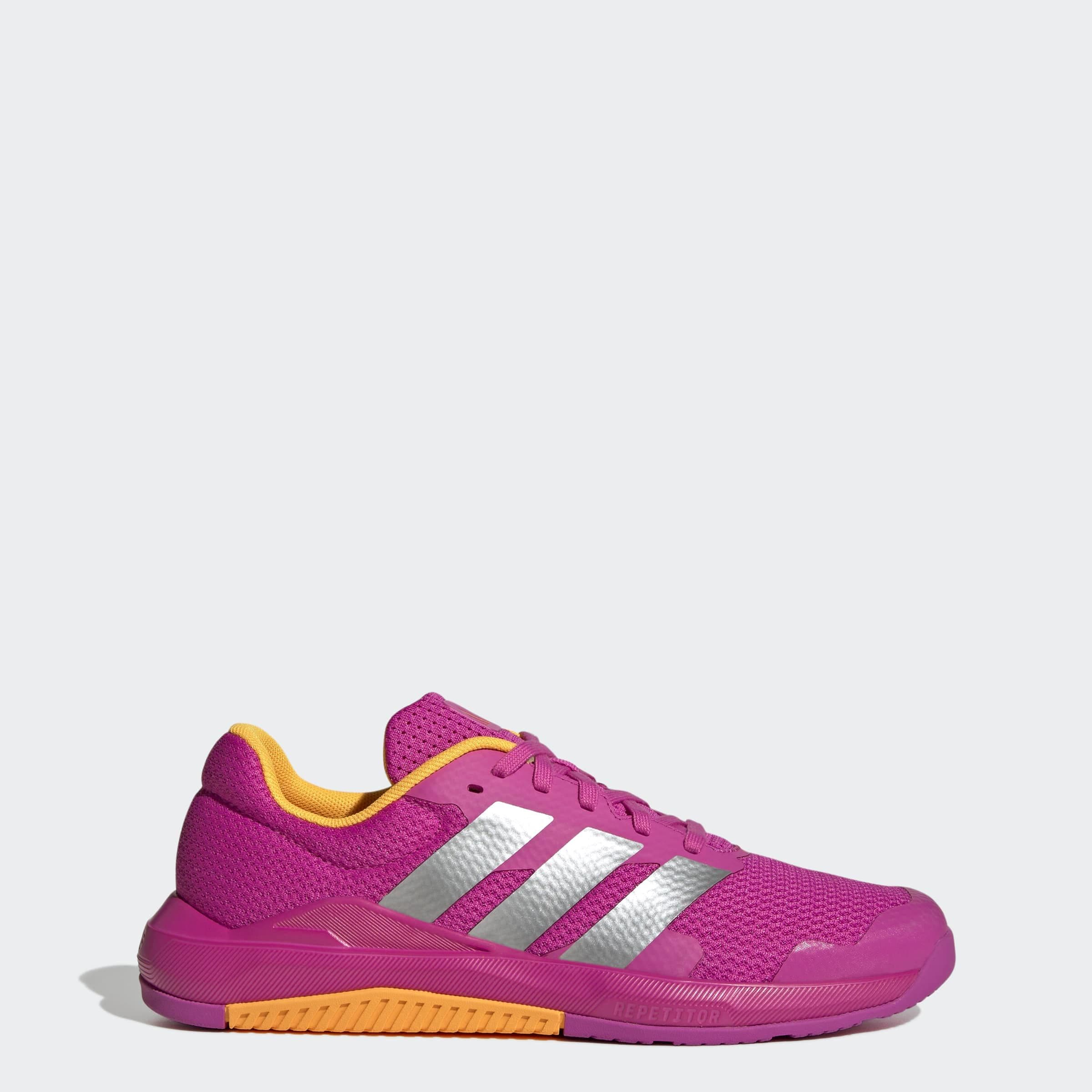 Trainingsschuh ADIDAS PERFORMANCE "DROPSET BASE", Damen, Gr. 40, semi lucid fuchsia, silber metallic, lucid tangerine, Textil, Schuhe