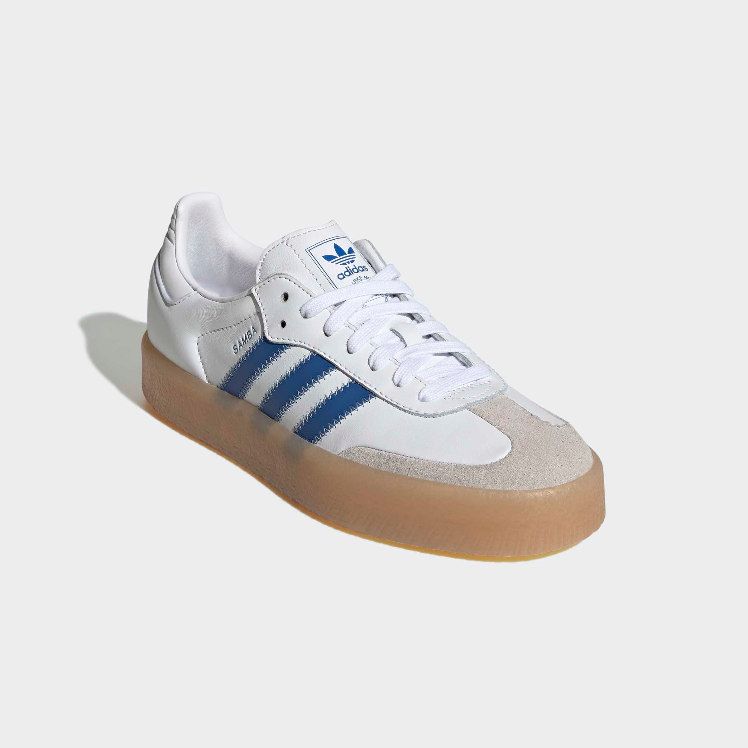 Sneaker ADIDAS ORIGINALS "SAMBAE", Gr. 36, cloud weiß, blau, clear sky, Leder, Schuhe Sneaker