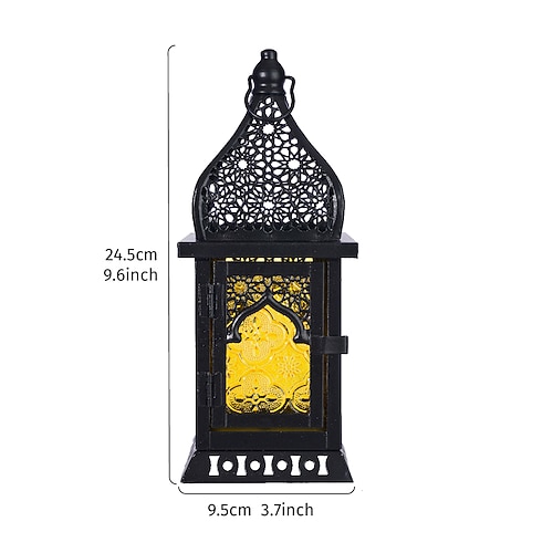 1 Stück marokkanischer, schlossförmiger Glaskerzenständer mit durchbrochenem Muster, windfestem Eisenrahmen und aufhängbarem Glas, geeignet für die Dekoration von Hausbars, Restaurants und als Image