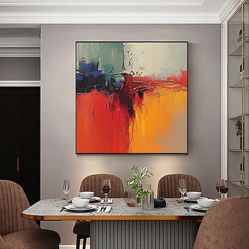 handgemalte gelbe Strukturwandkunst, gelbe abstrakte Wandkunst, orange abstrakte Malerei, rosa 3D-Struktur-Leinwandkunst, rosa Leinwandkunst, Malerei auf Leinwand Image