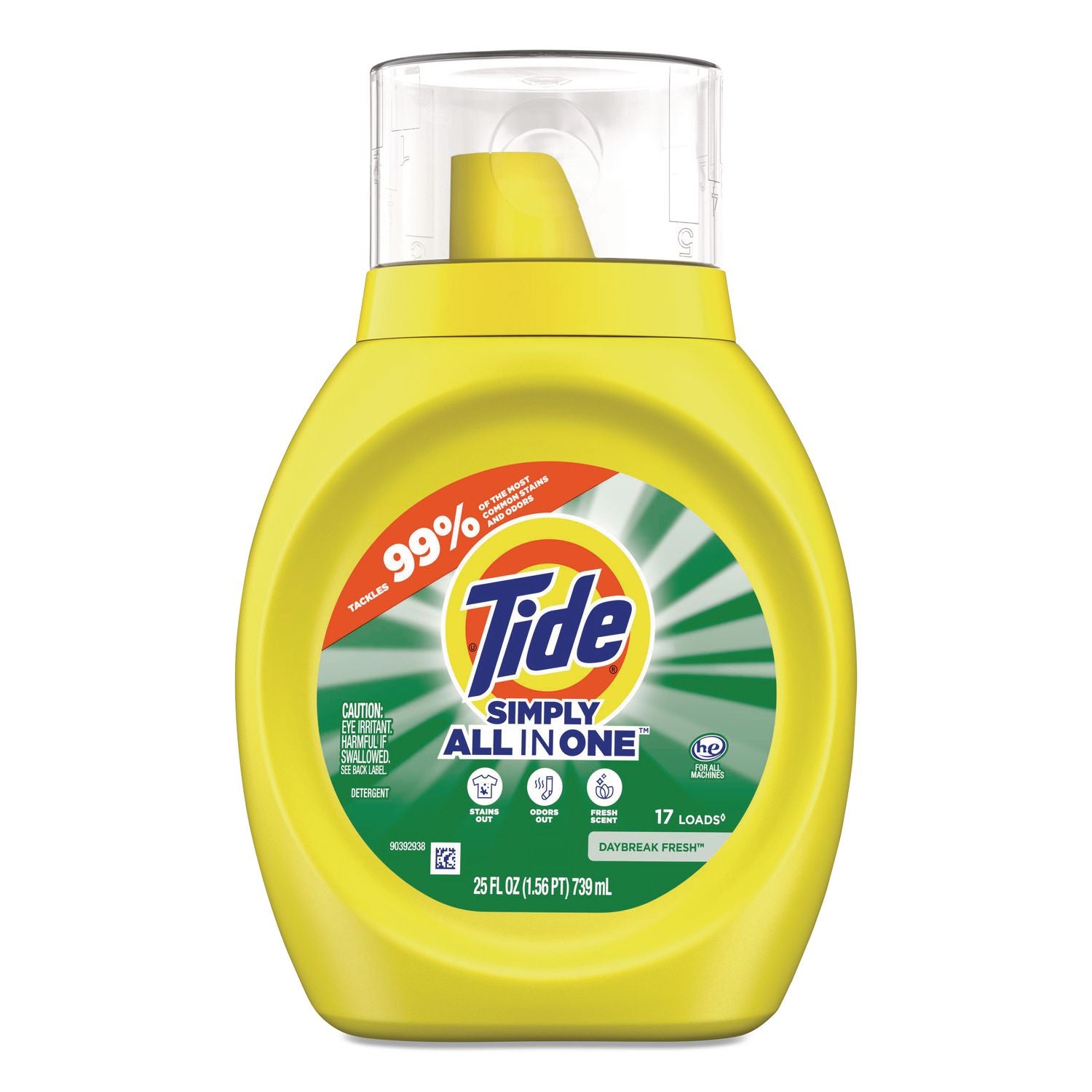 Tide Simply All-In-One Liquid Laundry Detergent, Daybreak Fresh, 25 oz Bottle, 6/Carton (PGC90391) Case of 6 Tide® Liquid Laundry Detergents