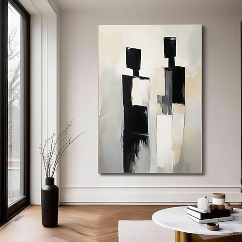 Handgemaltes Ölgemälde eines Paares, klassische abstrakte Wandkunst, Frau und Mann, Ölgemälde für die Heimdekoration, Körperkunst, nordische Wandmalerei, Schlafzimmerdekoration Image
