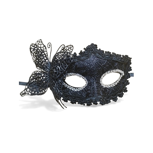 Damen Lila Spitzen Schmetterlings Maskerade Mardi Gras Maske mit floralen Details - Elegantes venezianisches Karneval Kostüm Zubehör für Partys Bälle Image