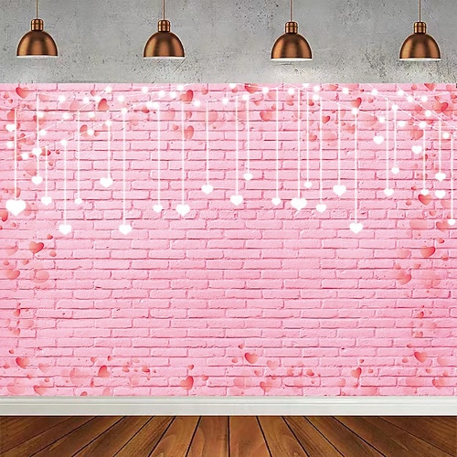 Fotohintergrund mit rosa Herzmotiv aus Backsteinmauer zum Valentinstag, festliches Banner, perfekt für Valentinstagspartys, Feiern, Eventdekoration und als Fotohintergrund. Image