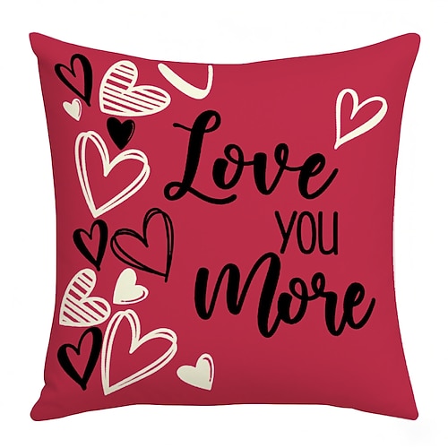 Valentinstags-Kissenbezug mit doppelseitigem Buchstabenprint in Rosa und Schwarz, festliche Stimmung, Dekokissen für Wohnzimmer, Sofa und Valentinstagsdeko Image