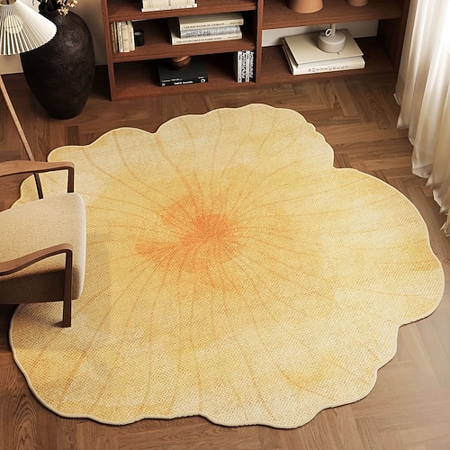Hochwertiger, runder Luxus-Teppich für Wohnzimmer, Couchtisch, Schlafzimmer und Nachttisch – pflegeleicht, flauschig und elegant für moderne Wohnräume. Image