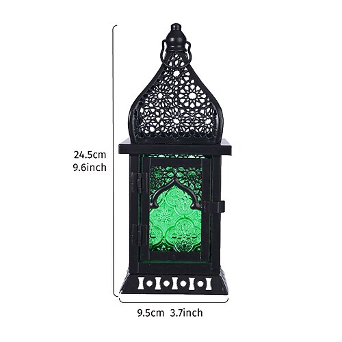 1 Stück marokkanischer, schlossförmiger Glaskerzenständer mit durchbrochenem Muster, windfestem Eisenrahmen und aufhängbarem Glas, geeignet für die Dekoration von Hausbars, Restaurants und als Image