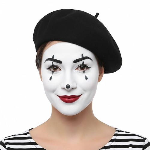 Karnevalskostüm 2026 Pantomimenkünstler Pantomime-Clown Karneval Barett Zirkus Cosplay-Kostüm Erwachsene Herren Damen Halloween Karneval Party Leistung Einfaches Karnevalskostüm Verkleiden Image