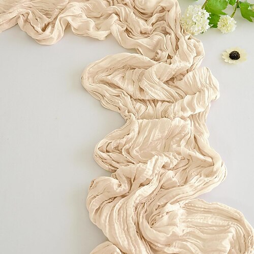 Tischläufer mit Knittereffekt für die Hochzeitssaison zum Valentinstag, balinesischer Stoff für Hochzeiten, Partydekoration, elegante Tischdecke im europäischen Stil mit gedrehten Falten für Image