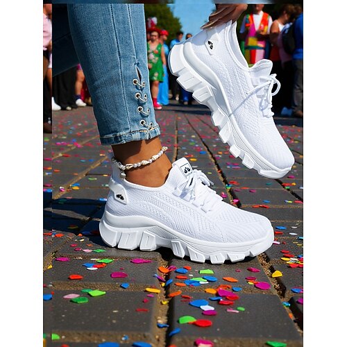 Damen Mardi Gras orange Laufsneakers atmungsaktives Netzgewebe bequeme und leichte Sportschuhe für Karneval Festival und Outdoor-Aktivitäten Image