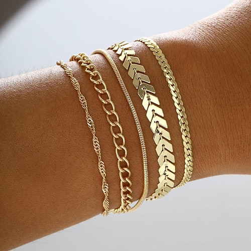 Klassisch Dicke Kette Mode Mode Legierung Armband Schmuck Gold Für Täglich Ferien Date Image