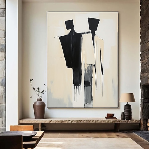 Handgemaltes Ölgemälde eines Paares, klassische abstrakte Wandkunst, Frau und Mann, Ölgemälde für die Heimdekoration, Körperkunst, nordische Wandmalerei, Schlafzimmerdekoration Image