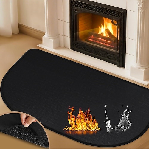 Kaminvorleger, 61 x 107 x 0,15 cm, feuerfest, aus Fiberglas mit rutschfester Unterseite, für Kamine, geeignet für Holzöfen und Kamine im Innen- und Außenbereich Image