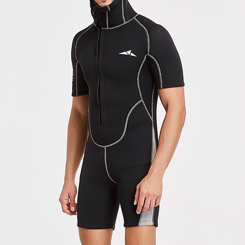 Herren-Neopren-Tauchanzug (2 mm), Rashguard, dehnbar, Kurzarm, Reißverschluss hinten – zum Surfen, Schnorcheln und Tauchen, einfarbig, für Winter und Herbst Image
