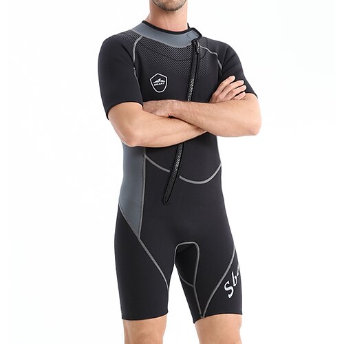 Herren-Neopren-Tauchanzug (1,5 mm), Rashguard, dehnbar, Kurzarm, zum Surfen, Schnorcheln, Tauchen, Patchwork, Winter/Herbst Image