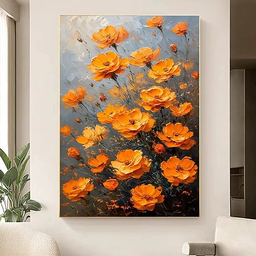 Mintura handgemalte abstrakte Blumen-Ölgemälde auf Leinwand, moderne Wandkunst für die Heimdekoration, fertig zum Aufhängen mit Keilrahmen Image