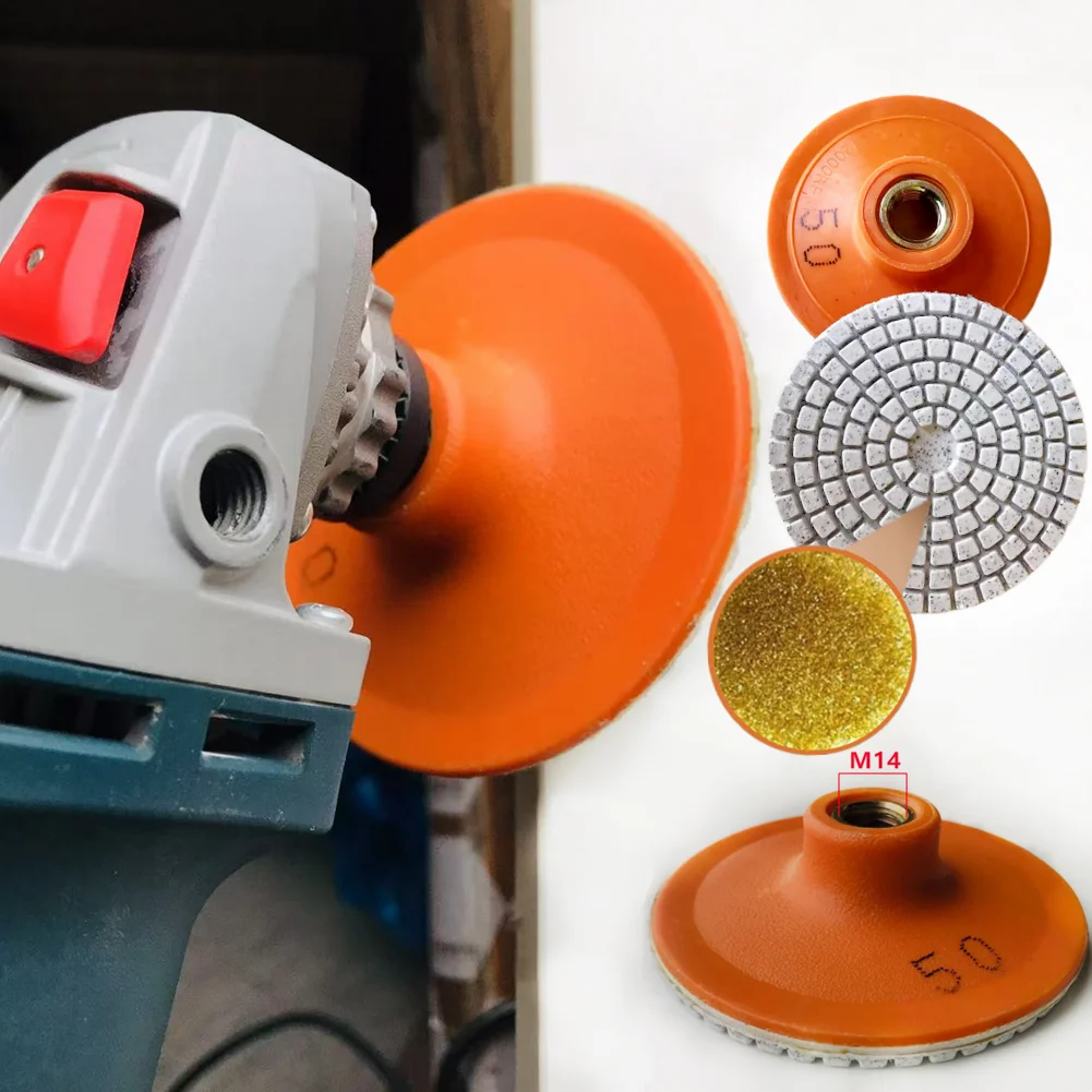 125 Typ 50 Körnung Keramikfliesen Kanten-Schleifscheibe M14 Winkelschleifer Trockenpolieren Marmor Porzellan Granit Fase Schleifkante Image