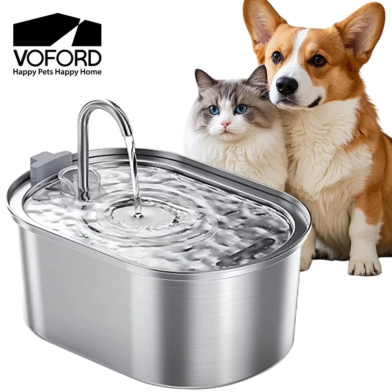 3,2 l/108 oz Edelstahl-Wasserspender für Haustiere mit USB-Aufladung, elektrische Stummschaltung für Katzen, Hunde, Filterbrunnen, intelligente Trinknapf