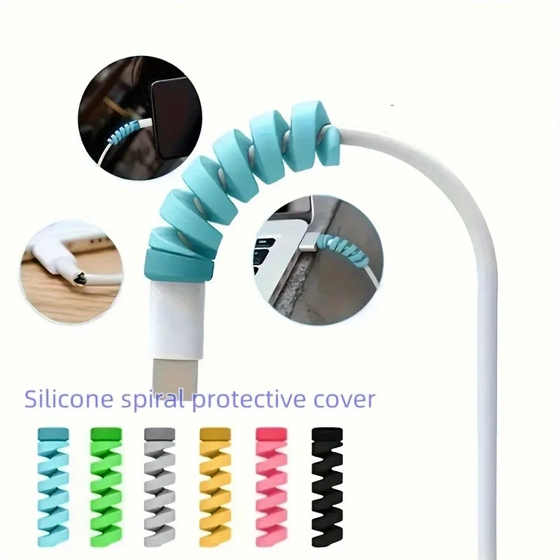 Datenkabel-Spiralhülle, Silikon-Schutzhülle, geeignet für Mobiltelefone, häufig verwendeter Ladekabel-Anti-Bruch-Wickler Image