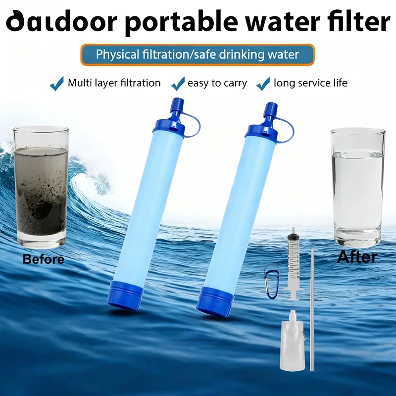 Outdoor-Wasserfilter, Strohhalm, Camping-Reinigung, tragbarer Wander-Wasserreiniger für Überleben oder Notfallbedarf Image