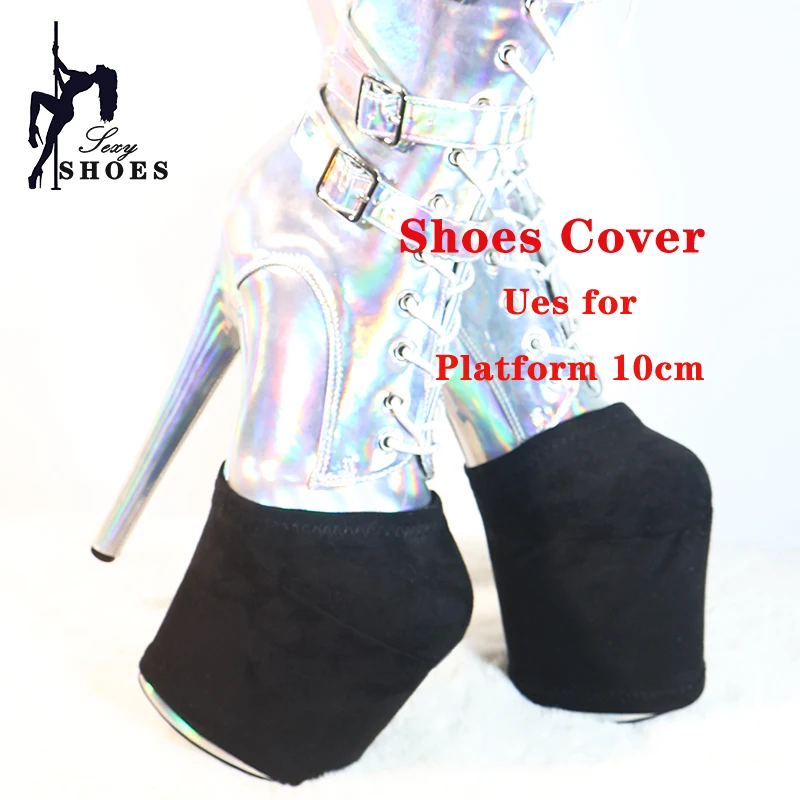 Plateauschuhe-Abdeckungen, schwarzes Wildleder, High Heels, langlebige Schuhe, 15 cm, 17 cm, 20 cm, 23 cm, 26 cm, Stiefel, Trainingsschuhe, Schutzabdeckung